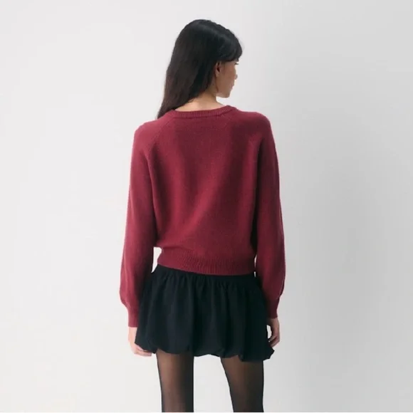 NWT Aritzia Wilfred London Wool Cashmere Cardigan Cordovan Red Small Sweater - Picture 2 of 15